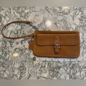 Vintage Coach Brown Leather with Buckle Pocket Wristlet